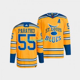 Pánské Hokejový Dres St. Louis Blues Colton Parayko 55 Adidas 2022-2023 Reverse Retro Žlutá Authentic